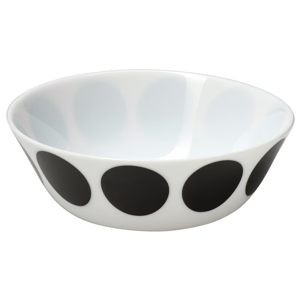 6 piece IKEA White & black Bowl w Black Dot Pattern for cereal soup oatmeal new - Picture 8 of 9